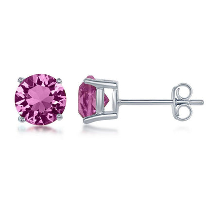 Sterling Silver 6mm Rose Stud Earrings ,