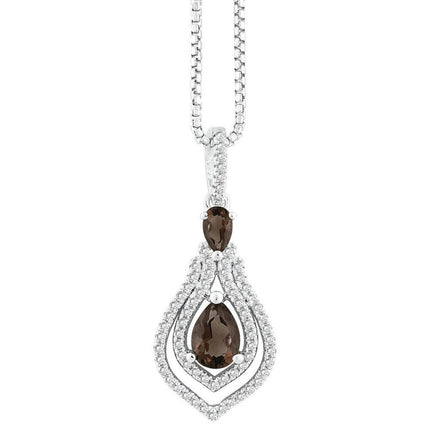 Sterling Silver .875cttw Double Pear with .552 ct White Topaz Necklace ,