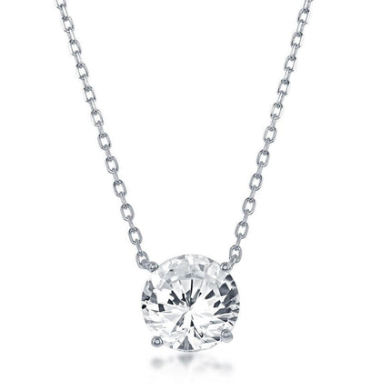 Sterling Silver 8mm Crystal "April" Swarovski Element Necklace ,