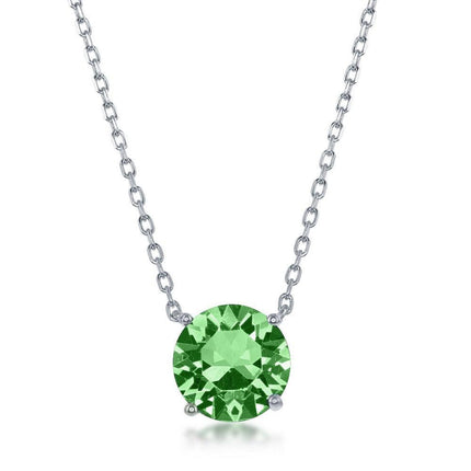 Sterling Silver 8mm Peridot "August" Swarovski Element Necklace ,