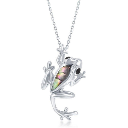Sterling Silver Abalone Frog Pendant ,