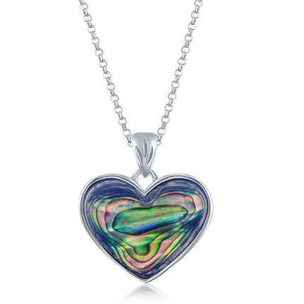 Sterling Silver Abalone Heart Pendant ,