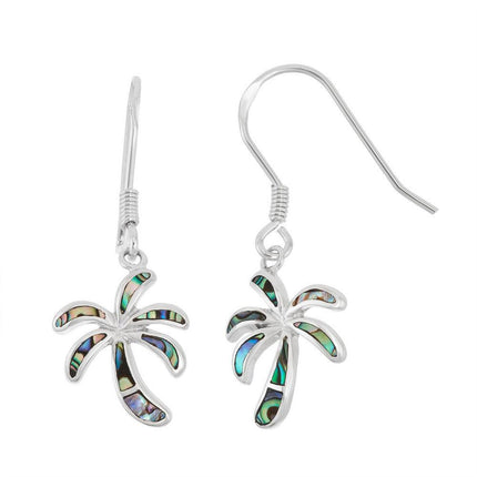 Sterling Silver Abalone Palm Tree Earrings ,