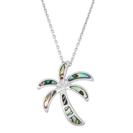 Sterling Silver Abalone Palm Tree Pendant ,