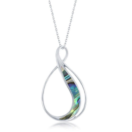 Sterling Silver Abalone Pear Shaped Pendant ,