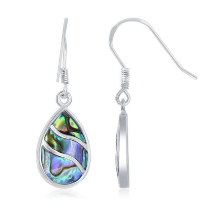 Sterling Silver Abalone Waves Teardrop Earrings ,