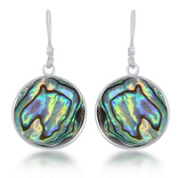 Sterling Silver Abalone with Tree of Life Earrings ,