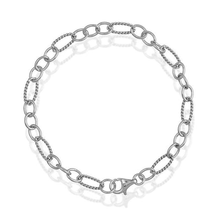Sterling Silver Alernating Ovals & Designed Ovals Bracelet ,
