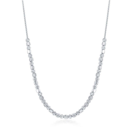 Sterling Silver Alternating Bead Necklace ,