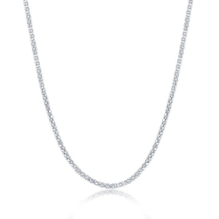Sterling Silver Alternating Coreana and Popcorn Chain, 18" ,