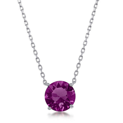 Sterling Silver Amethyst "February" Swarovski Element Necklace ,