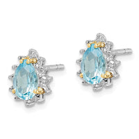 Sterling Silver & 14K Rhodium-plated Sky Blue Topaz Diamond Earrings ,