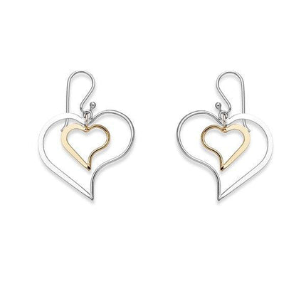 Sterling Silver and Two-Tone Double Twisted Heart Earrings ,