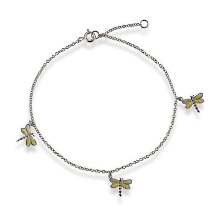 Sterling Silver Anklet With Hanging Butterflys ,