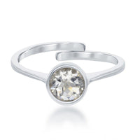 Sterling Silver "April" White Topaz Bezel Set Ring ,