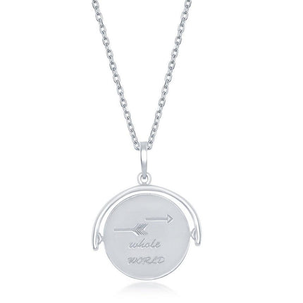 Sterling Silver Arrow Spinning Disc Necklace ,