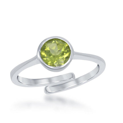 Sterling Silver "August" Peridot Bezel Set Ring ,