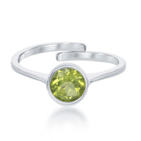 Sterling Silver "August" Peridot Bezel Set Ring ,