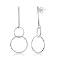 Sterling Silver Bar and Interlocking Earrings ,