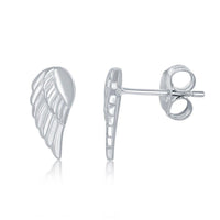 Sterling Silver Bar Arrow and Angel Wings Stud Earrings, Set of 3 ,