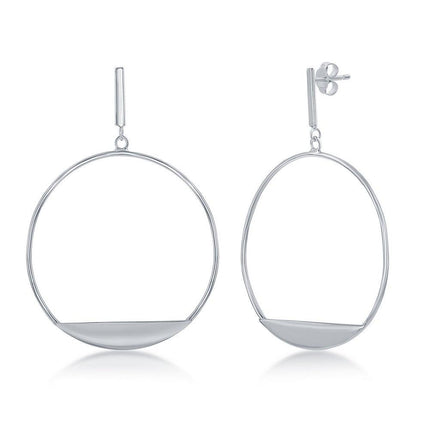 Sterling Silver Bar with Designed Hoop Earrings ,