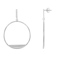 Sterling Silver Bar with Designed Hoop Earrings ,