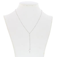 Sterling Silver Beaded Chain with Hanging Cross Necklace ,