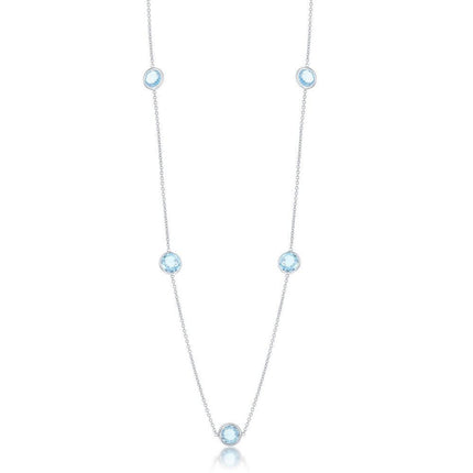 Sterling Silver Bezel-Set 26.964cttw Blue Topaz Necklace ,