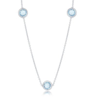 Sterling Silver Bezel-Set 26.964cttw Blue Topaz Necklace ,