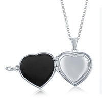 Sterling Silver Black Agate Designed Heart Locket ,