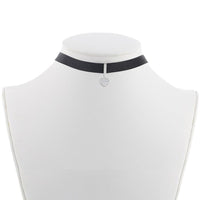 Sterling Silver Black Nylon with Center CZ Heart Choker Necklace ,