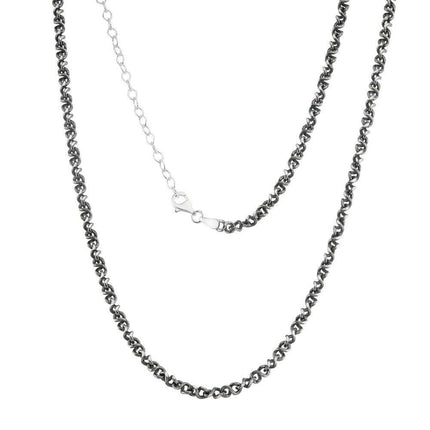 Sterling Silver Black Rhodium Infinity Chain, 17" ,
