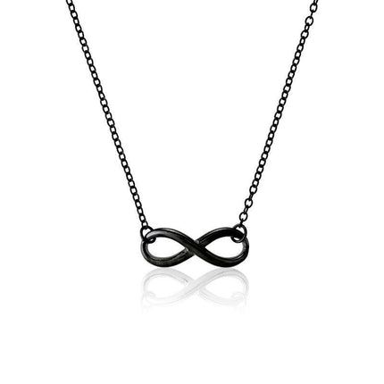 Sterling Silver Black Rhodium Infinity Necklace ,