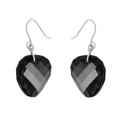 Sterling Silver Black Swarovski Crystal Earrings ,