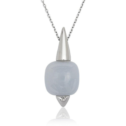 Sterling Silver Blue Chalcedony Necklace ,