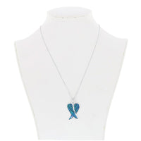 Sterling Silver Blue Inlay Opal Angel Wings Pendant ,