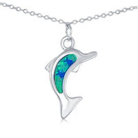 Sterling Silver Blue Inlay Opal Dolphin Anklet ,
