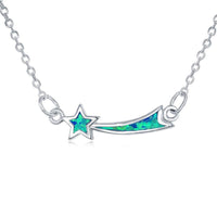Sterling Silver Blue Inlay Opal Shooting Star Choker Necklace ,