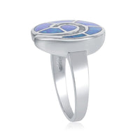 Sterling Silver Blue Inlay Opal Swirl Ring, Size 8 ,