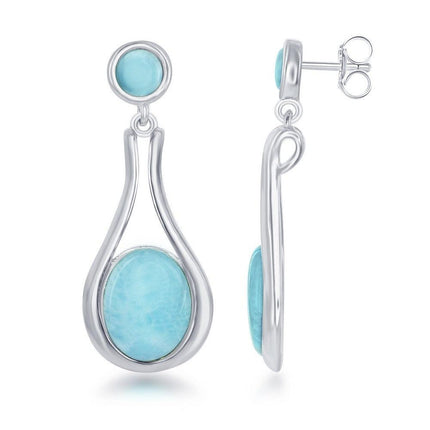 Sterling Silver Blue Larimar Earrings ,