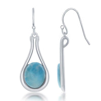 Sterling Silver Blue Larimar Earrings ,