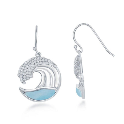 Sterling Silver Blue Larimar Earrings ,