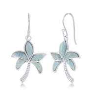 Sterling Silver Blue Larimar Palm Tree Earrings ,