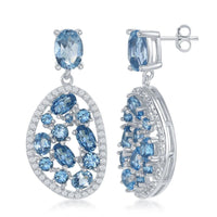 Sterling Silver Blue Topaz Multi Shape Earrings ,
