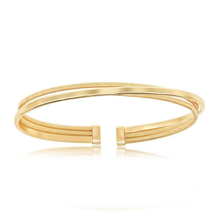 Sterling Silver Bonded with 14K GP Polished Wire Bangle ,