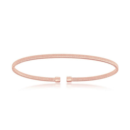 Sterling Silver Bonded with 14K Rose Gold Wire Designed Bangle ,