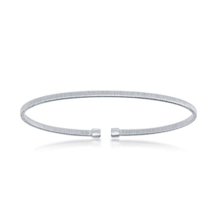 Sterling Silver Bonded with Platinum Wire Designed Bangle ,