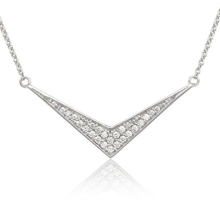 Sterling Silver Boomerang Cubic Zirconia Necklace ,