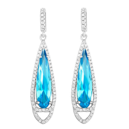 Sterling Silver Bright Blue Teardrop Earrings ,