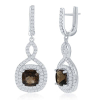 Sterling Silver Brown Center Smoky Earrings ,